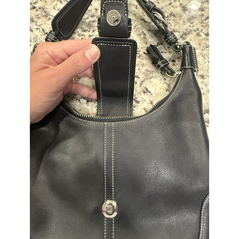 Vtg Coach Bag Black Leather Hampton Soho Hobo Buckle E04S-7462 Y2K - Picture 5 of 13